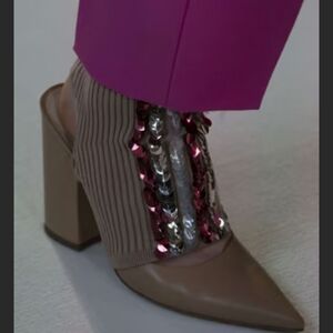 Rare Delpozo Sample Nude Sequin-Embellished Women's Heels